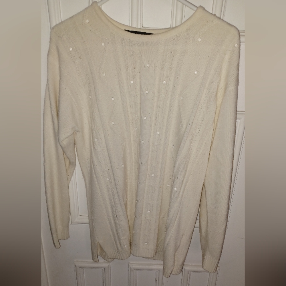 Paramour Vintage Country Sweater With Pearls Knitted Pullover Size Small Medium